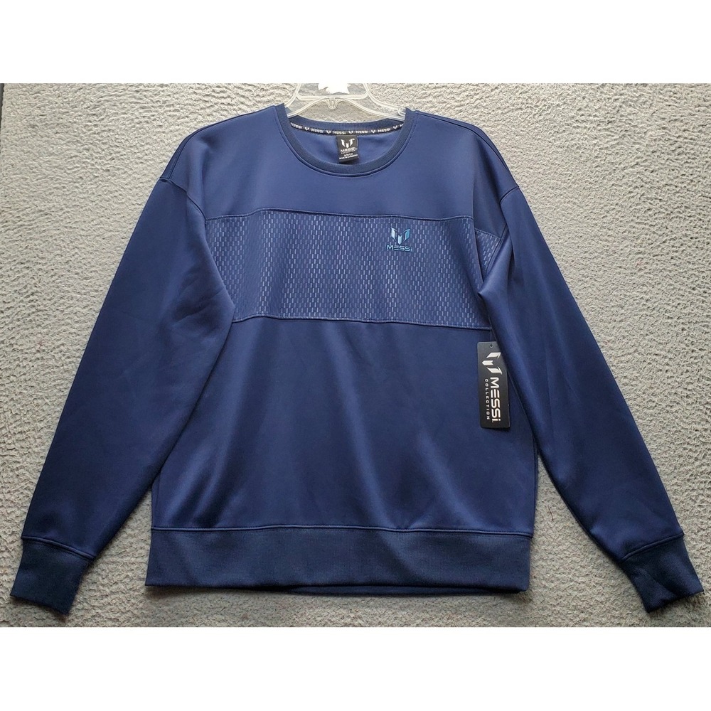 Messi Collection Sweatshirt Mens S Navy Long Sleeve Crew Neck Stretch Pullover